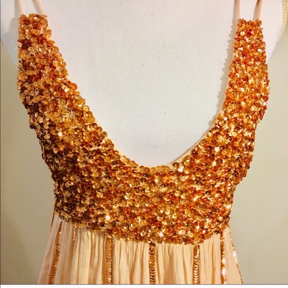 Free People NWT Pink Nude Sequent Glitter Dress - Picture 4 of 8